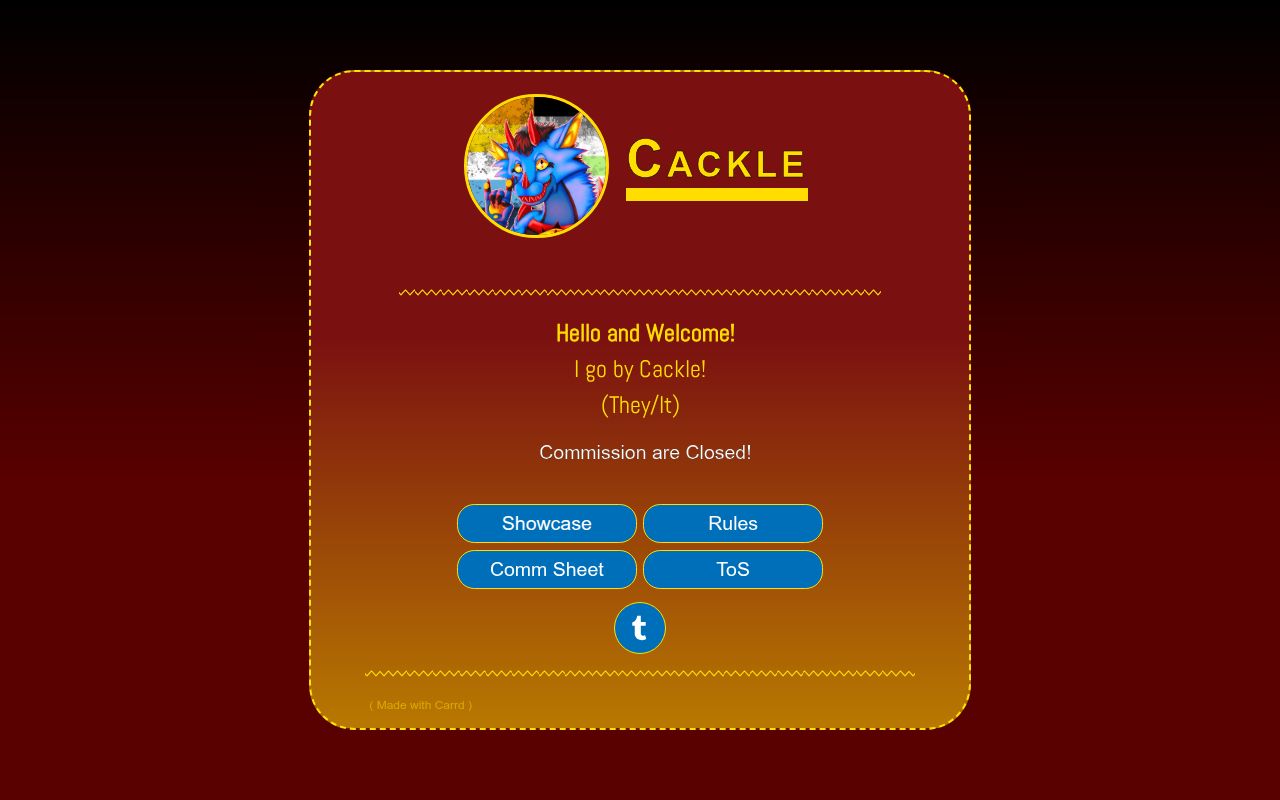 Carrd profile picture for @cackle